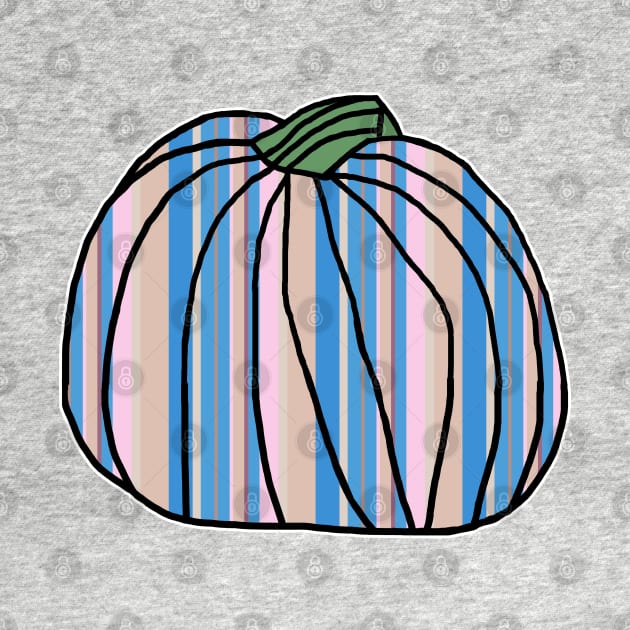 Halloween Horror Pumpkin Light Blue Pink Stripes by ellenhenryart